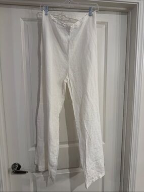 bryn Walker White Linen Blend Chinos